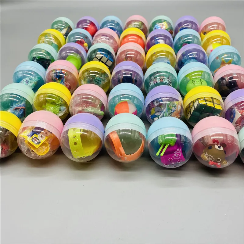 10pcs 47mm*55mm Macaron Color Plastic Surprise Capsule Toy Balls With Different Toys Randomly Mixed Vending Machine Fun Eggs