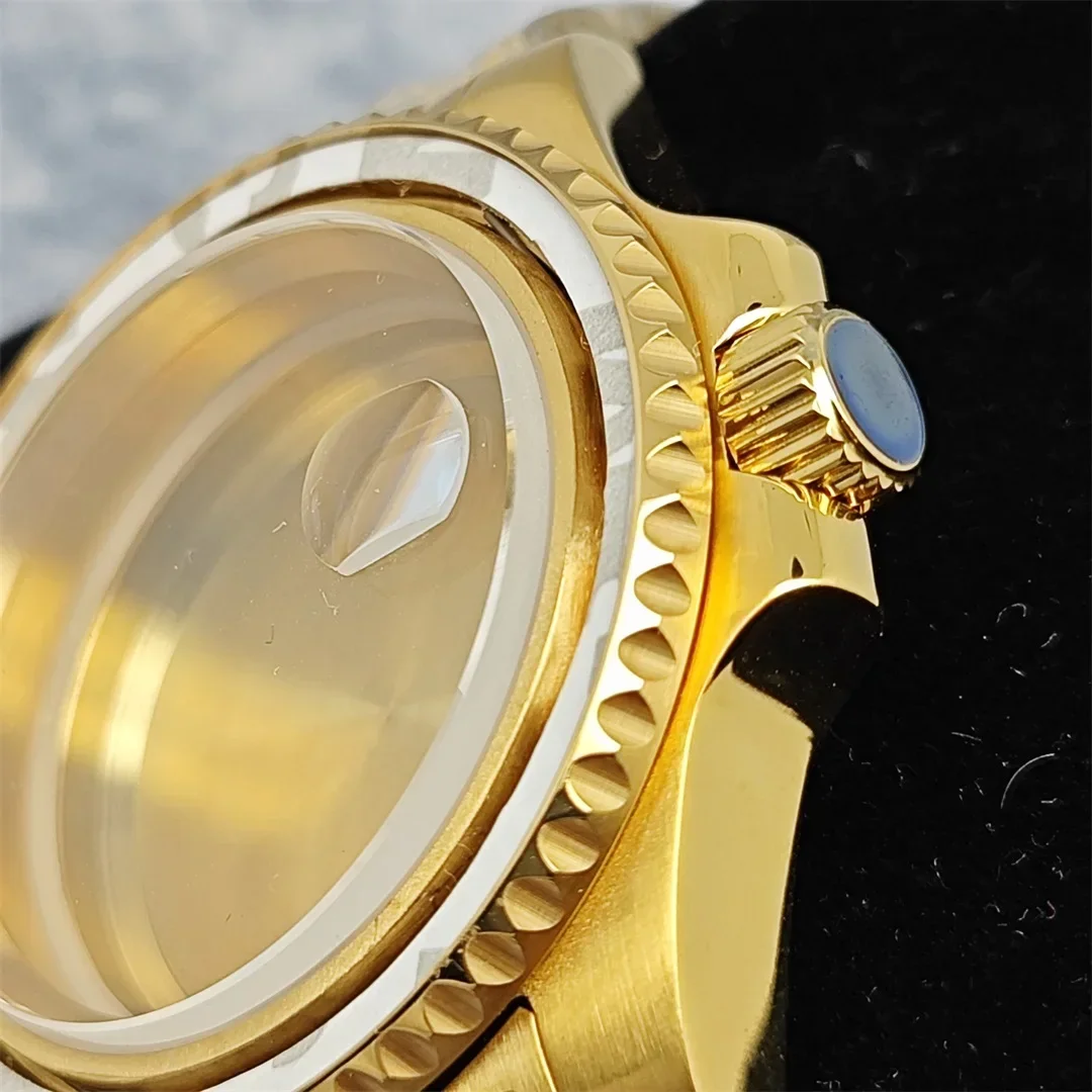 Gold Watch Case 40MM Case Set for NH35A/NH36A Mechanical Movement Case+Strap with Sapphire Crystal  Nh35 Watch Case Accessories