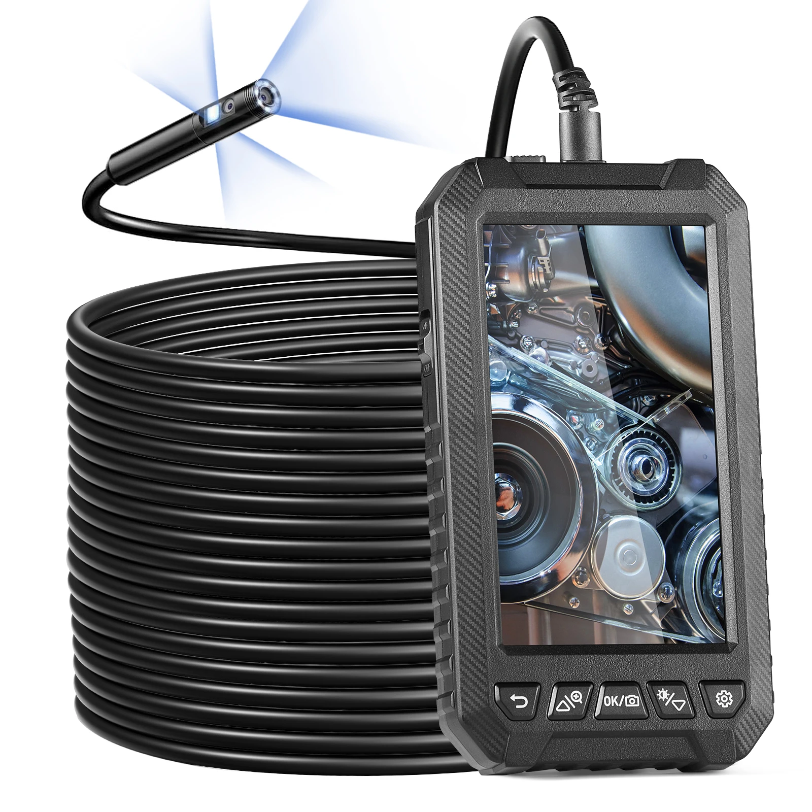 SucceBuy Endoscoopcamera Borescope met dubbele lens 5 "scherm 1080P inspectiecamera met LED-verlichting Waterdicht voor automatisch sanitair - afbeelding 2