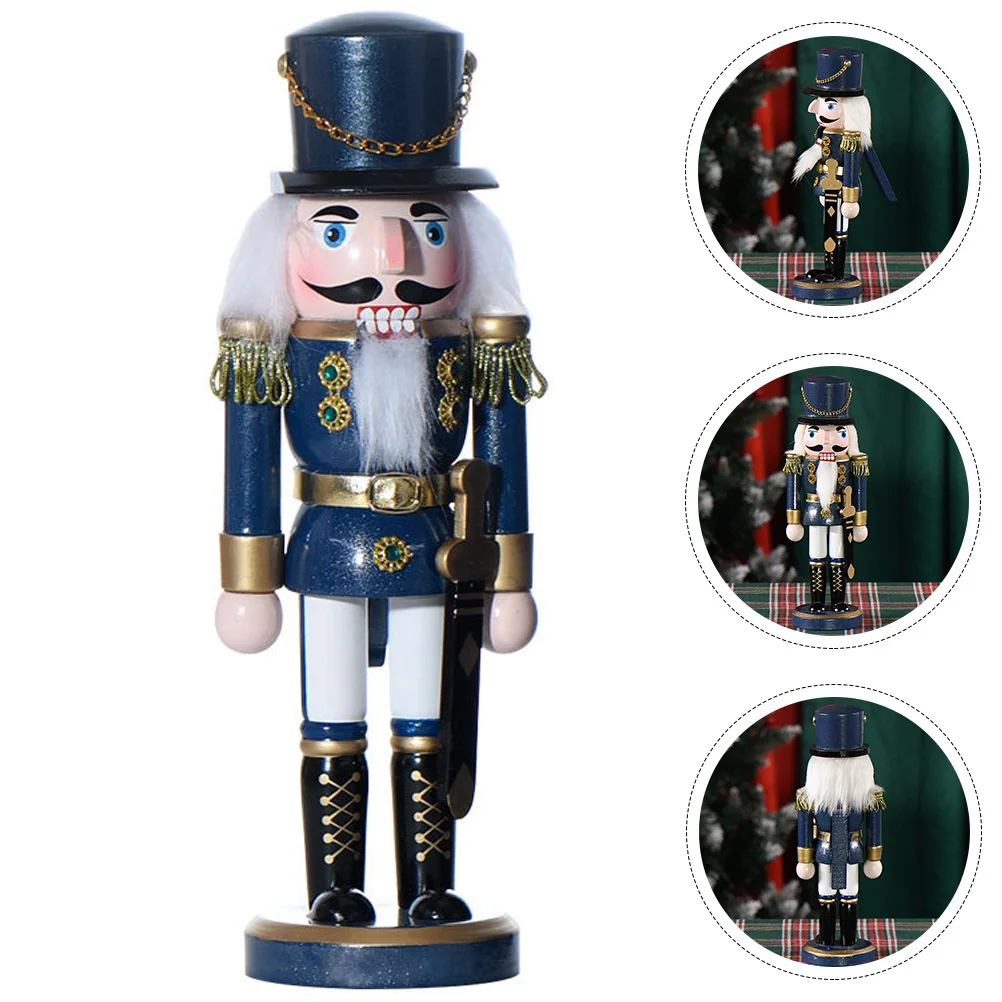 

Wooden Nutcracker Decor Christmas Traditional Xmas Soldier Ornament for Home Office Desktop Holiday Party Supplies Craft Figure