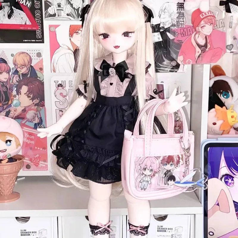 Transparent Y2k Mini Doll Pain Bags PU Leather Cute Lolita Ita Handbags Japanese Cartoon Crossbody Bags Kawaii Pink Mini Bags