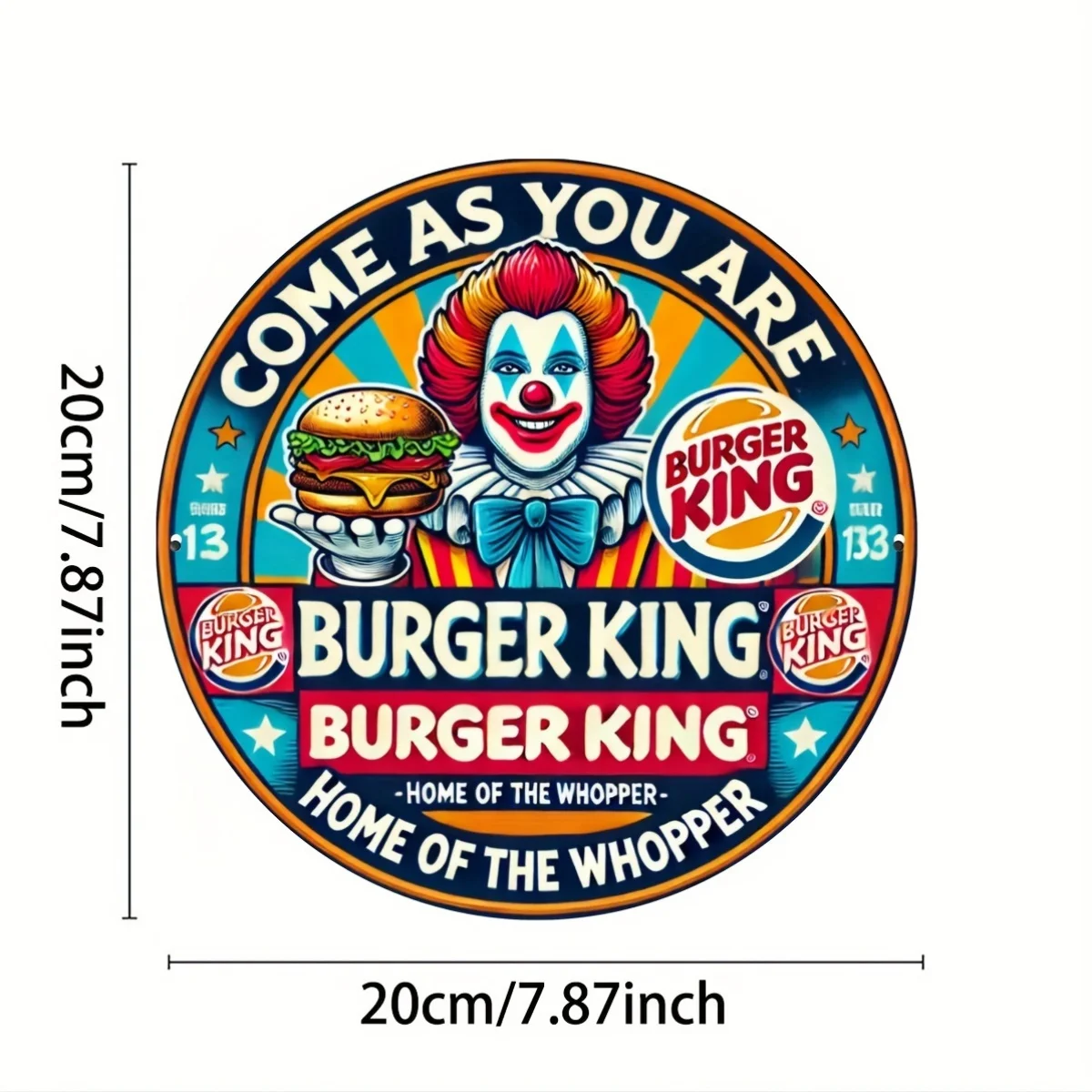 1pc Wall Art, Burger King Retro Clown Mask, Suitable for Hamburgers, Fast Food, Bakeries, Cafes, Restaurants