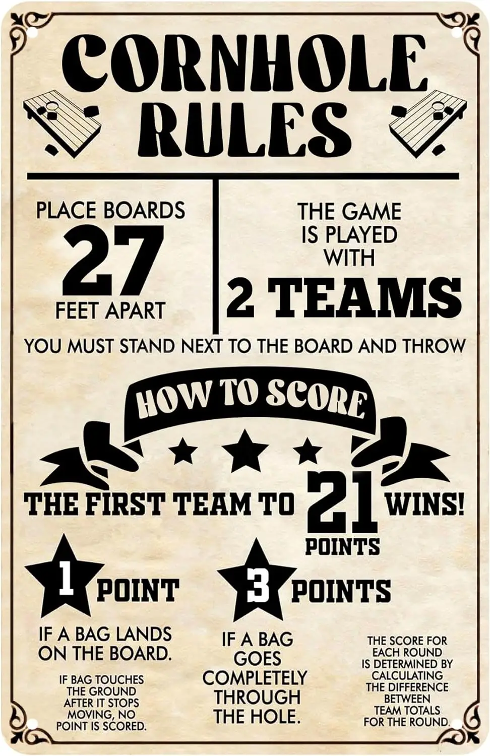 Affiche de jeux Cornhole, drôle, rétro, vintage, métal 18/signe, homme à la maison, diversification, art, cuisine pour la maison, cafés, bars, PdecentrShop, décoration murale