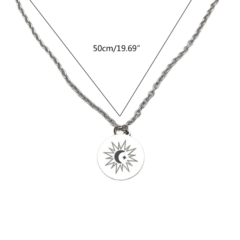 Fade Resistant Clavicle Chain Titaniums Steel Necklace Moon Star Pendant Neckchain Stylish and Durable Choker Ornament