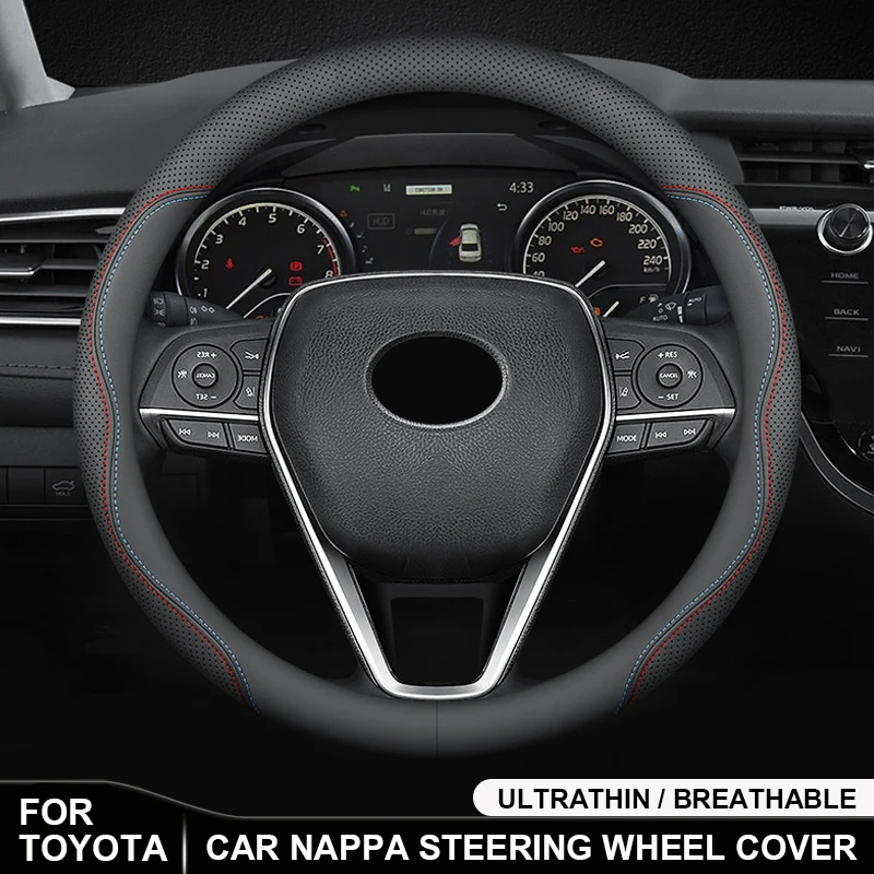 

For Toyota Camry RAV4 Prada Corolla 86 Reiz Wish CHR Celica Vitz Highlander Yaris Avalo Prius Leather Car Steering Wheel Cover