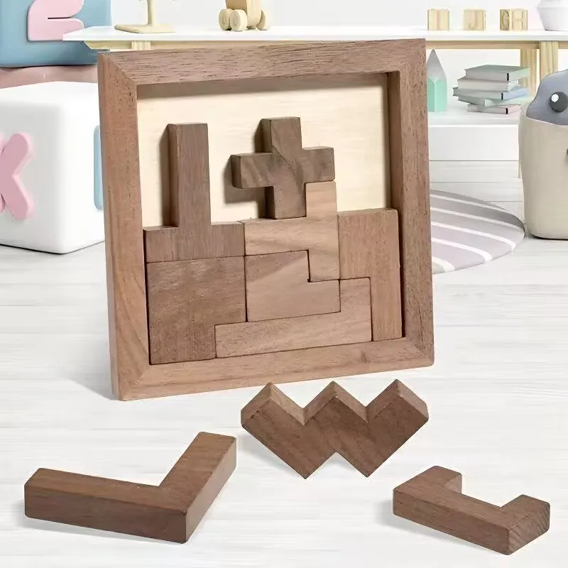 

Intelligence Wooden Tangram Puzzle Logic Mind Brain Teasers Fun Geometric Shape Puzzles Game