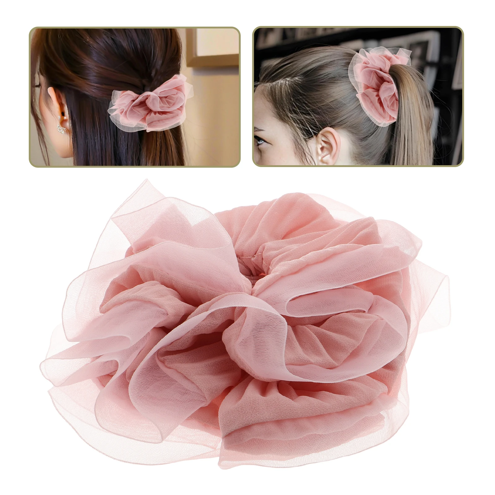 

Jumbo Organza Scrunchies Ruffled Edge Soft Chiffon Ponytail Holders For Women Girls Cute Hair Rope Korean Accessories Puff Hair