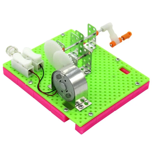 Hand Crank Motor Generator DIY Kit Funny Science Physical Experiment Small Invention Educational Toys Children Learning DIY Kit