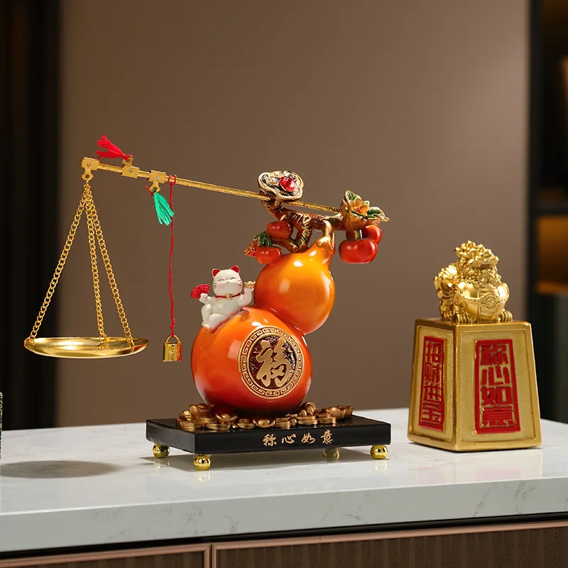 High-end Fu character gourd ornament New Chinese-style living room entrance Bogu rack Satisfactory decoration housewarming gift