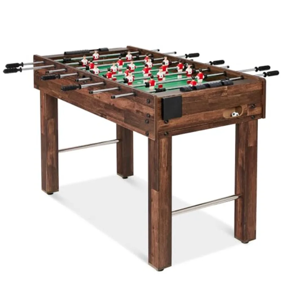 

48in Foosball Table for and Adults Game Room Arcade Soccer Game Table w/ 2 Balls 2 Cup Holders Ergonomic Handles Chrome Finishe