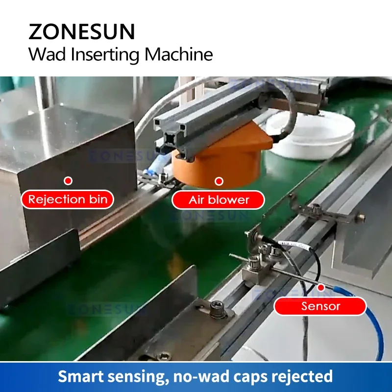 ZONESUN Induzione Automatica Wad Inserti Macchina Imballaggio Alimentatore Vibrante Fodera In Foglio di Alluminio Coperchio Bottiglia di Plastica ZS-WIM02