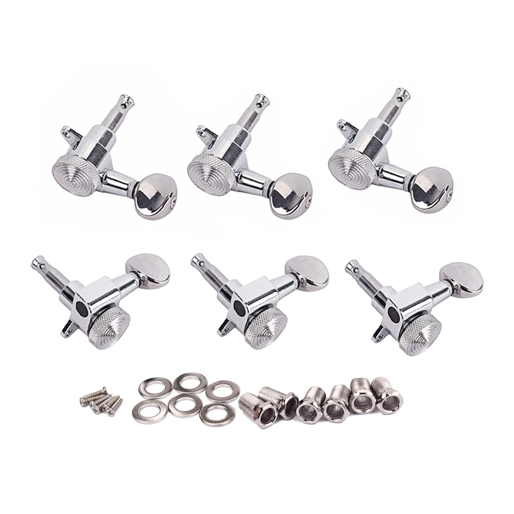 Chrome Semicircle Guitar Locking Tuners Guitar Machine Heads Tuning Pegs 3R 3L for Electric Acoustic Guitar HOT