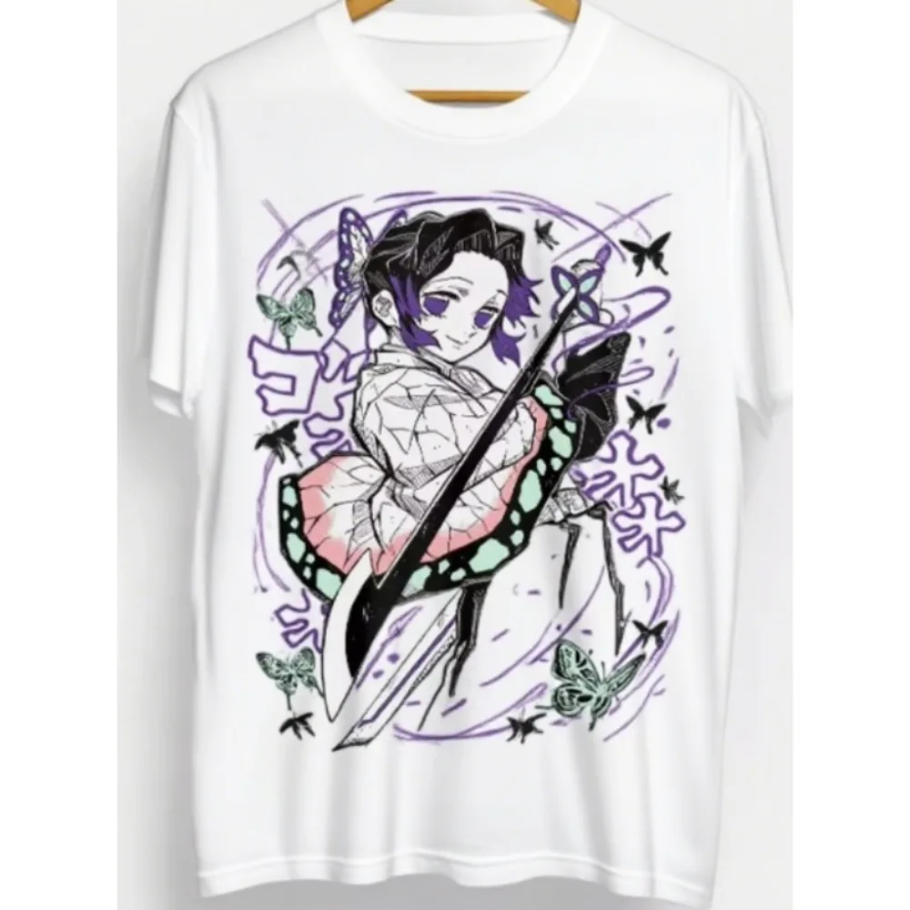 Shinobu Kocho Unisex-T-Shirt aus reiner Baumwolle für den Sommer 2026, heißer Anime-Druck, lockeres amerikanisches, lässiges Eltern-Kind-Kurzarmshirt