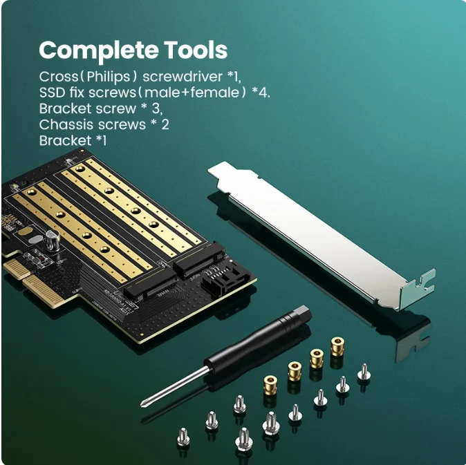 UGREEN M.2 NVME - PCI-E 3.0X4 Expressカード M.2 NVME SSDハードドライブケース用 32Gbps高転送速度
