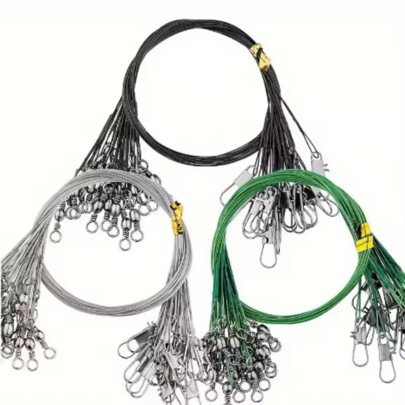 Anti Bite Steel Fishing Line Steel Wire Leader With Swivel Fishing Accessory Lead Core Leash Fishing Wire 15cm 20cm 30cm view 2