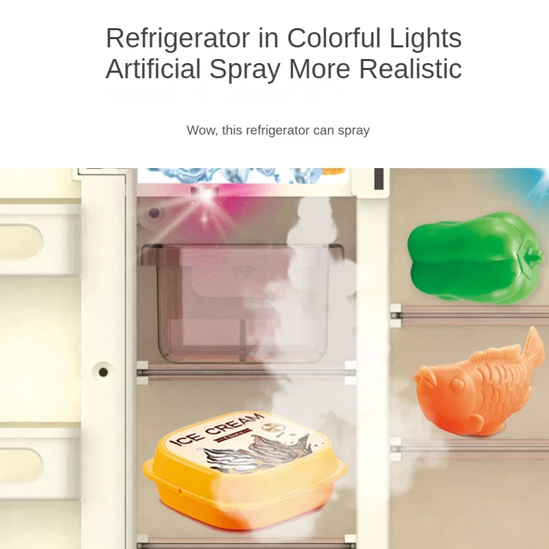 Refrigerador de simulación para niños, casa de juegos, juguetes de cocina, simulación de cocina, paquete de frutas, juegos de rol para niños y niñas