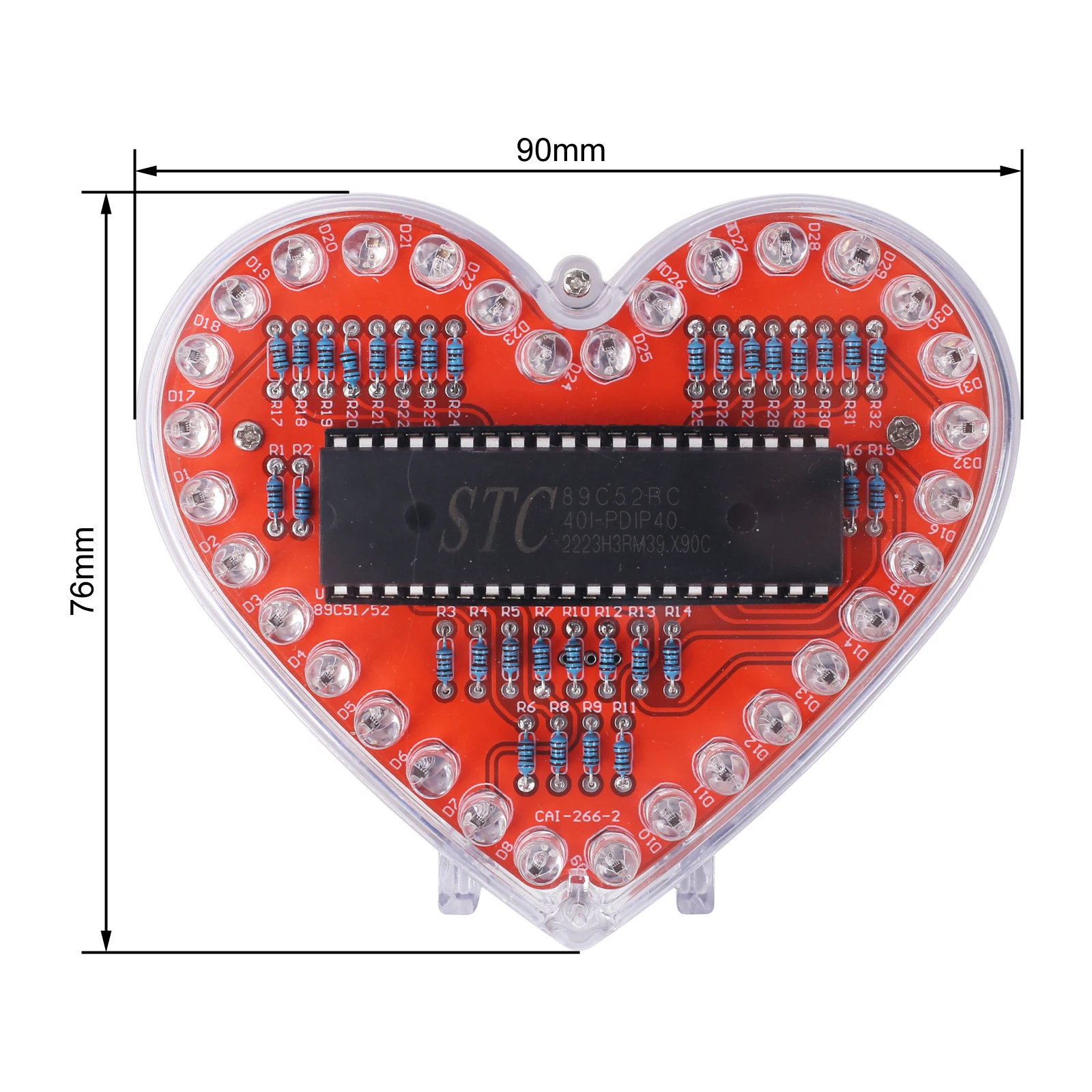 DIY Electronic Soldering Kit RGB LED Heart-shaped Flashing Lamp Without Battery DC 3V for Students Teaching