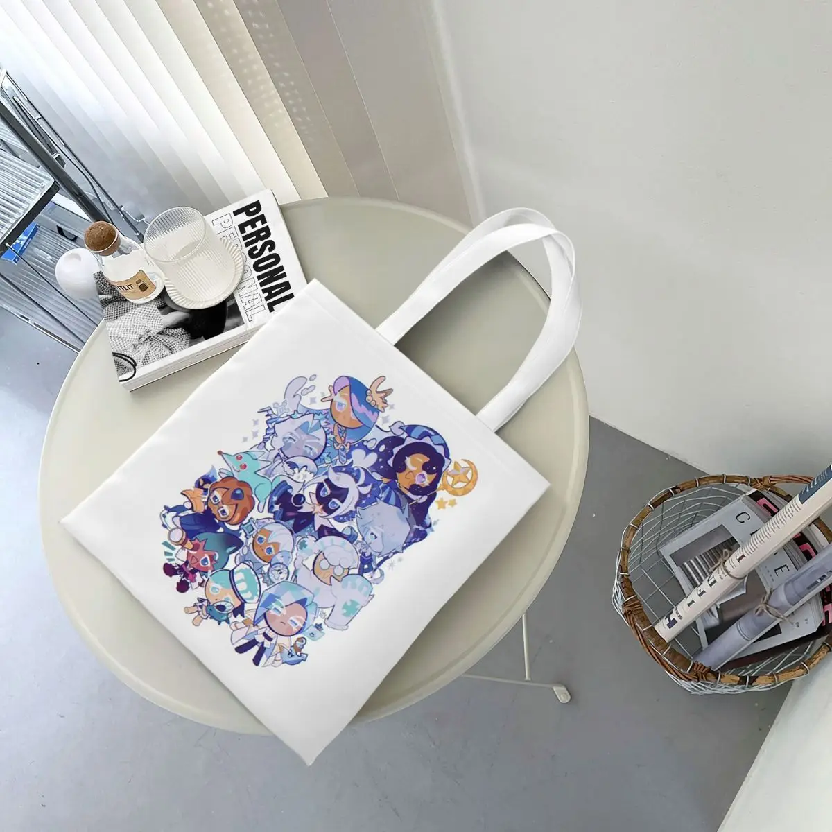 Shadow Milk Cookie Run Kingdom Shopping Bags Canvas The Tote Bag Folding for Girls Shoulder Tote Travel Handbag
