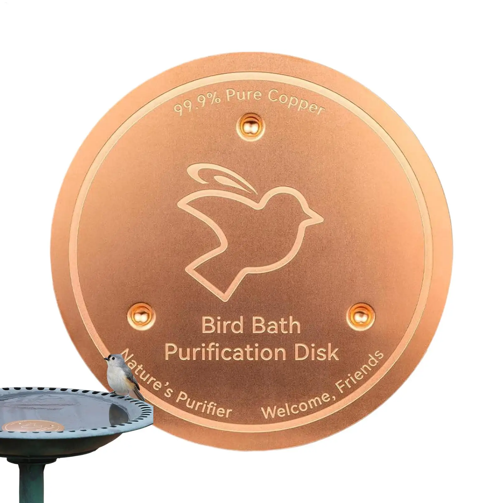 Vogelbad Kupferscheibe Vogelbad Reinigungstablett Metallreiniger Scheiben Feeder Zubehör für Wassernapf – Detail 5