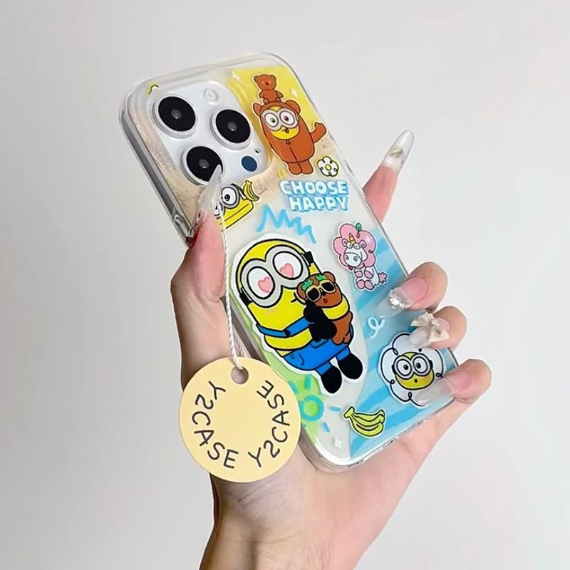 Despicable Me Minion Kawaii Cartoon IPhone15/14/13/12 Mobile Phone Case Creative Funny Doll Anti-fall Shell Couple Gift