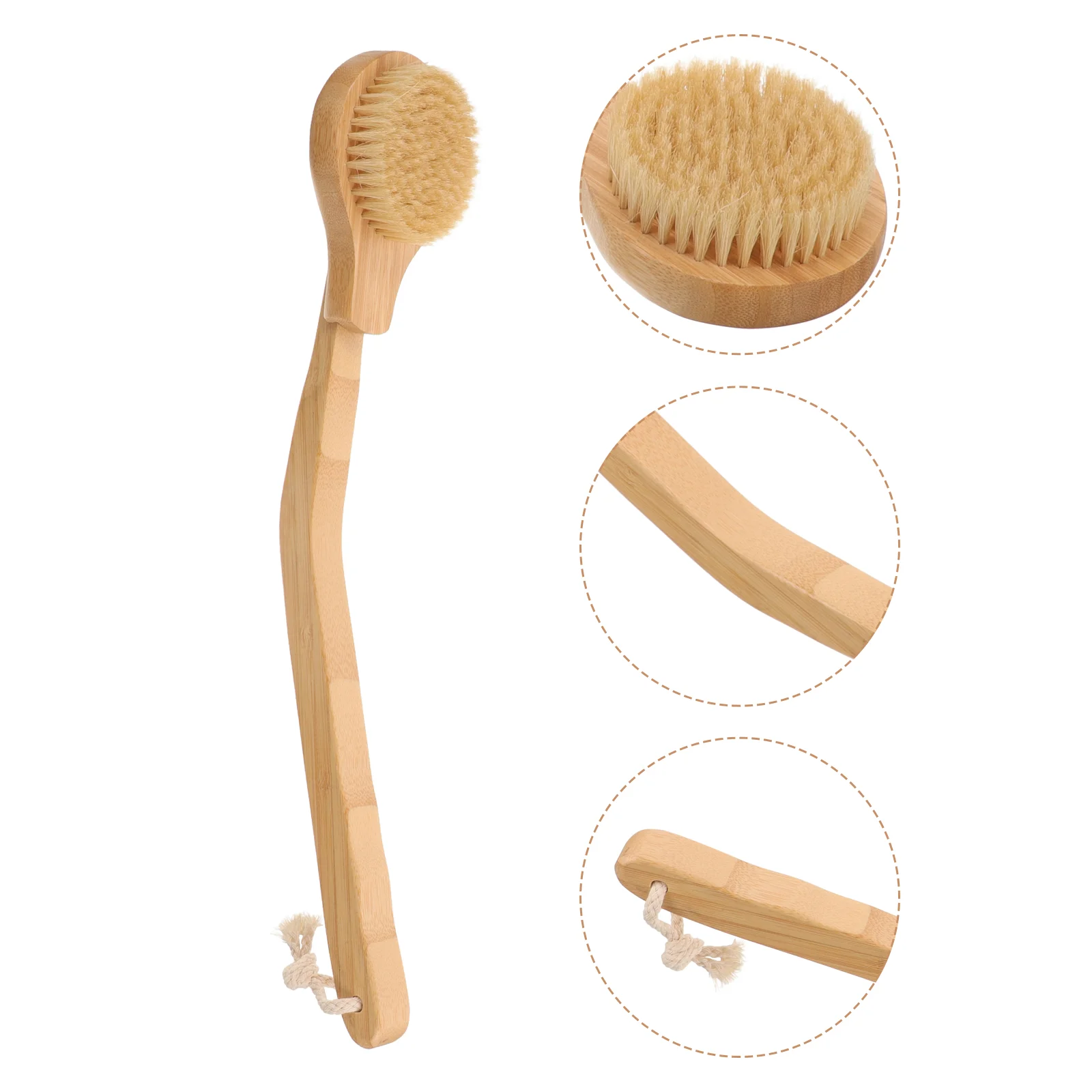 

Bent Pole Wooden Bath Brush Long Shower for Your Back Cleaning Massage Body Bamboo Handles Elderly