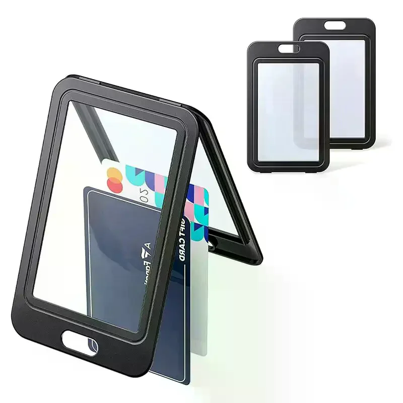 Plastic Badge Employee Badge Holder Double Sided Transparent Retractable Card Holder Office Staff Badge Holder