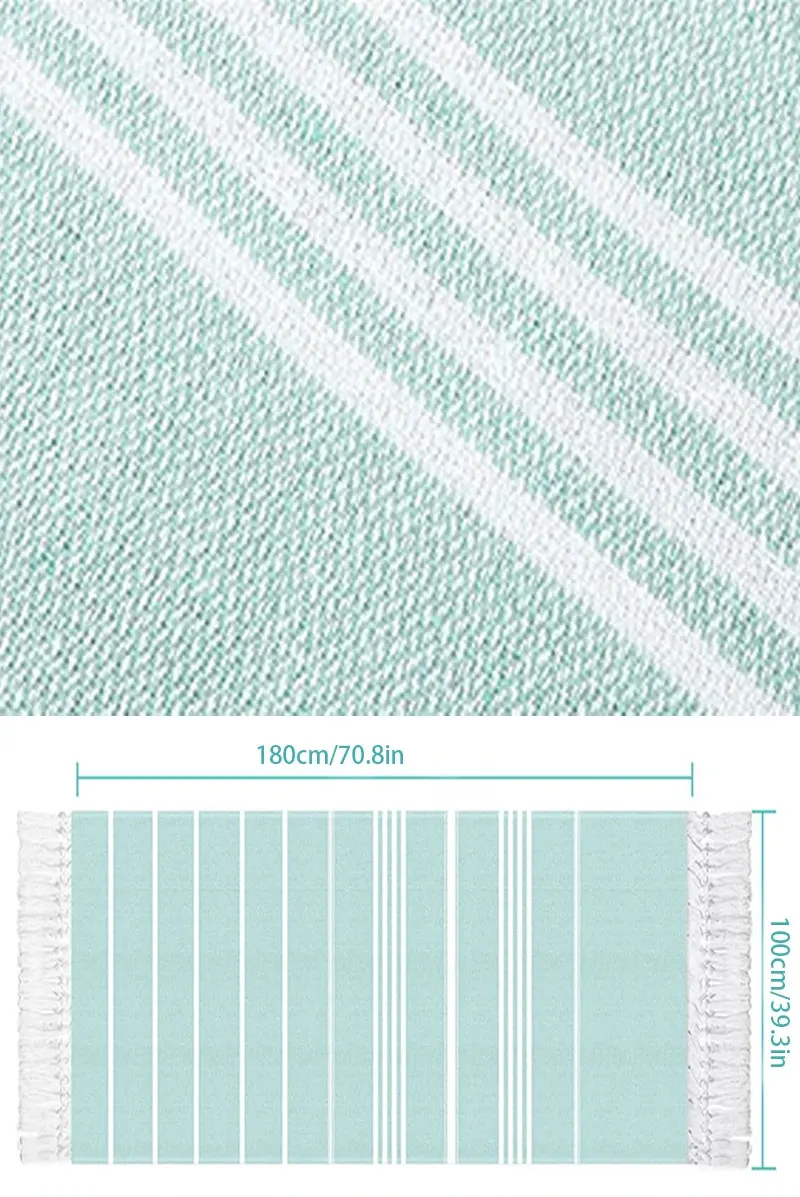 Türkisches Strandtuch, 100 x 180 cm, 100 % Baumwolle, sandfrei, schnell trocknend, extra groß, leicht, für Reisen, für Erwachsene, Strandtuch – Detail 7