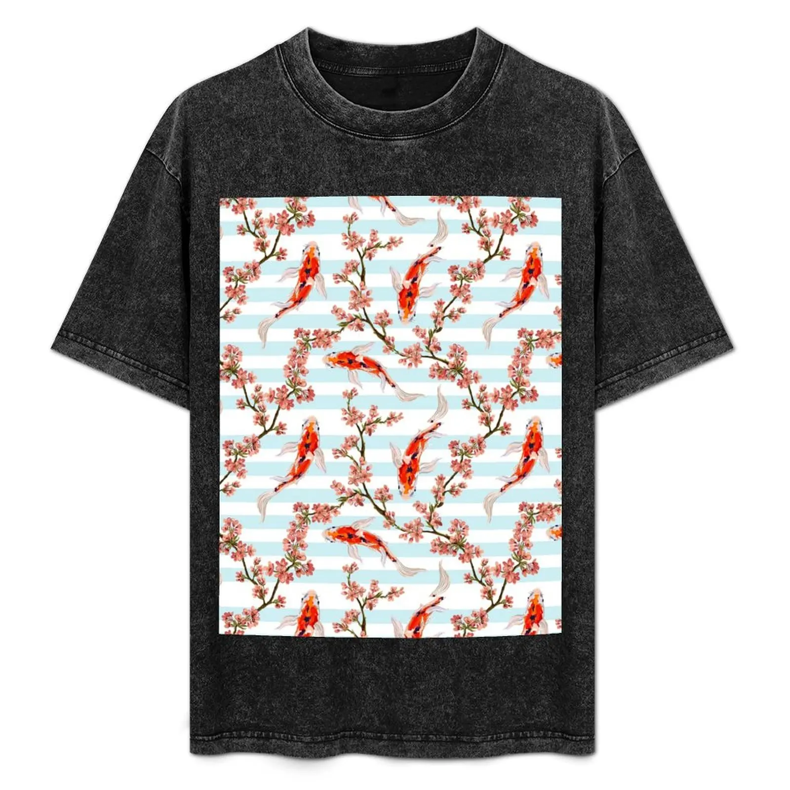 

Koi Fish Pattern T-Shirt oversized graphic tee cute tops vintage t shirts funny shirt cotton heavy weight t shirts for men