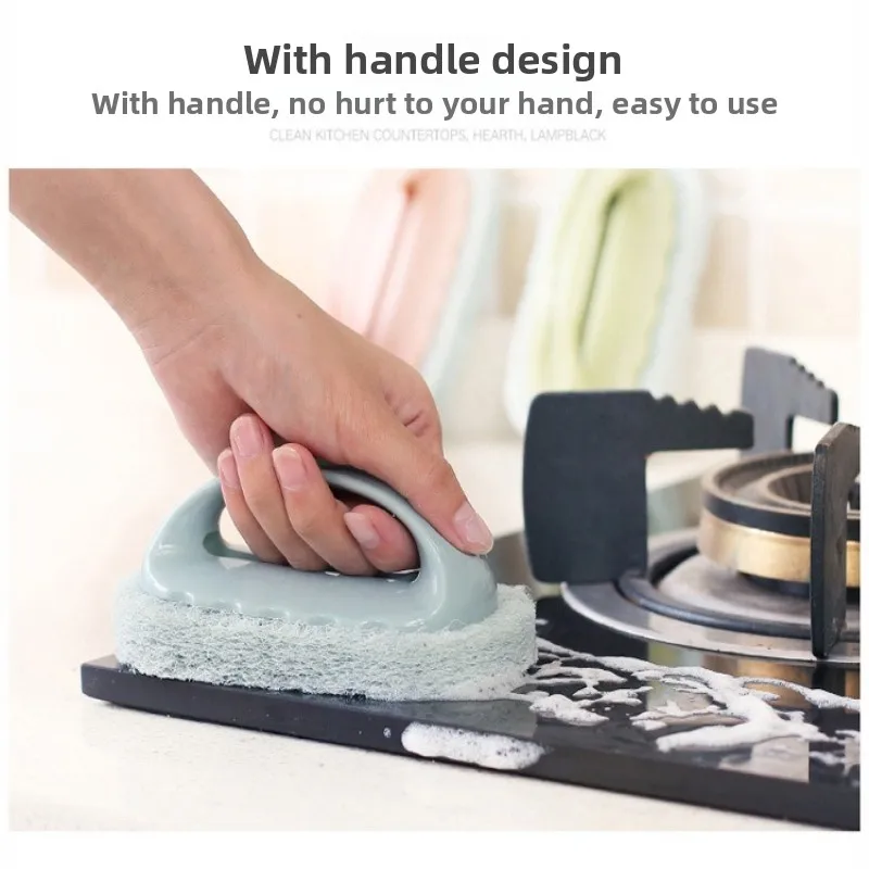 Household Cleaning Brush with Handle Dish Soap Bathroom Kitchen Tub Thicken Scrubbing Sponge Wipe Durable Tools Accessories Home