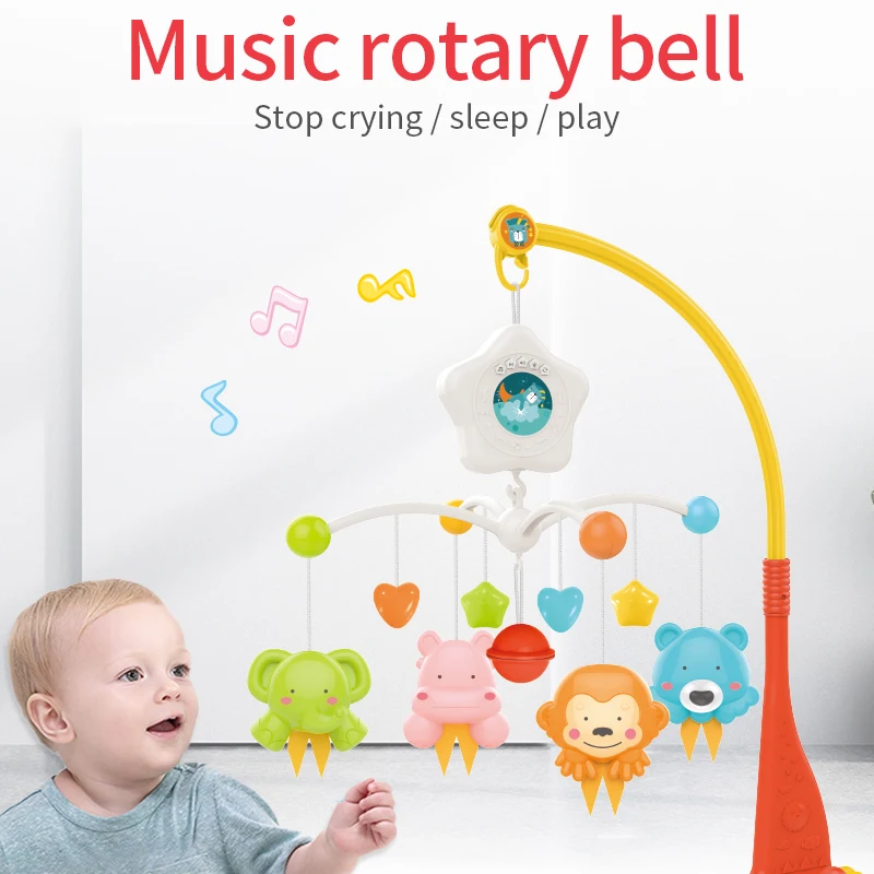 ベビーベッドモバイルガラガラおもちゃ 0-12 ヶ月幼児回転ミュージカルプロジェクターナイトライトベッドベル教育新生児ギフト
