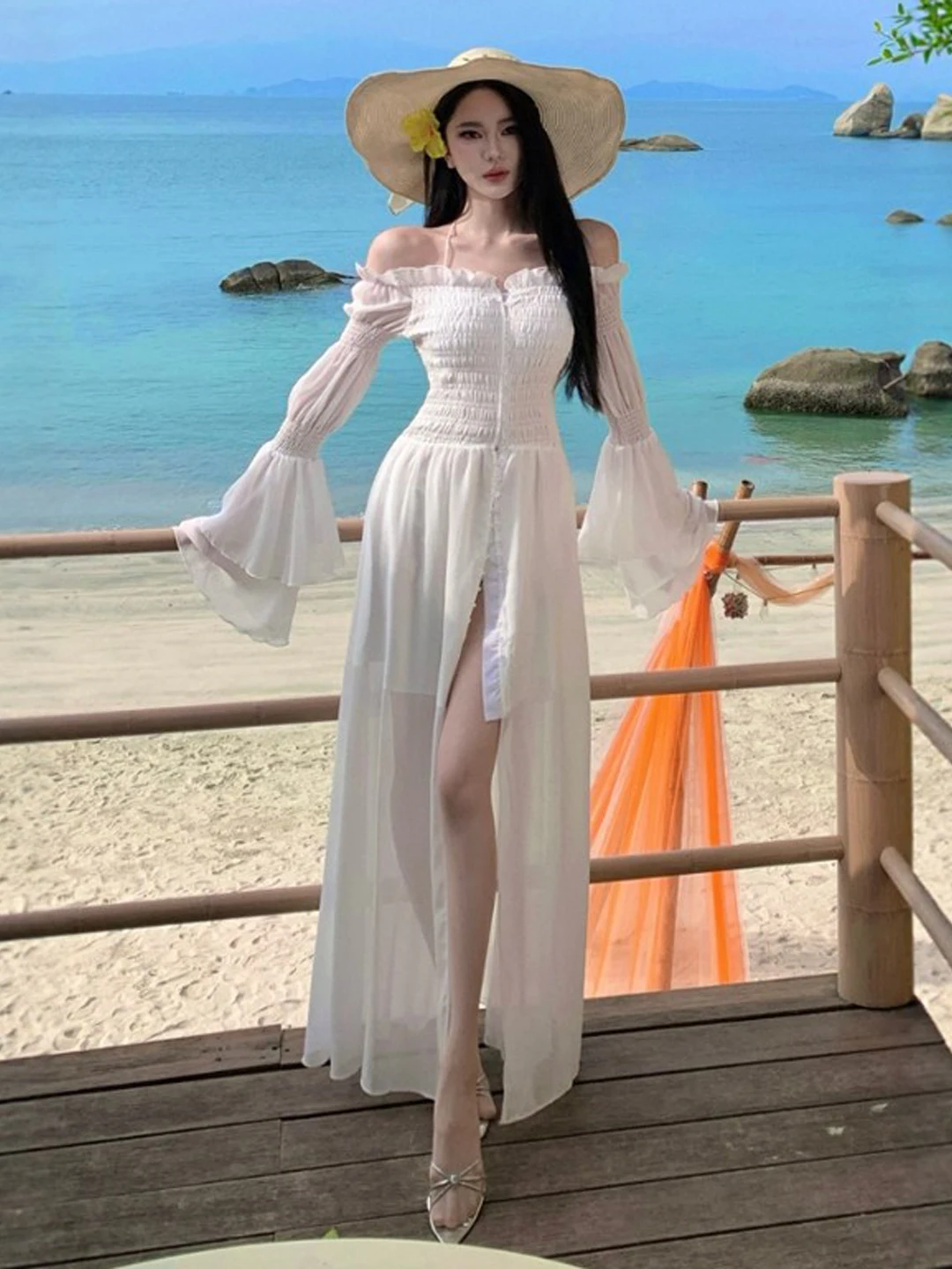 

Нежное платье-фея с одним открытым плечом, асимметричное, длинное, весна 2026, элегантное женское платье