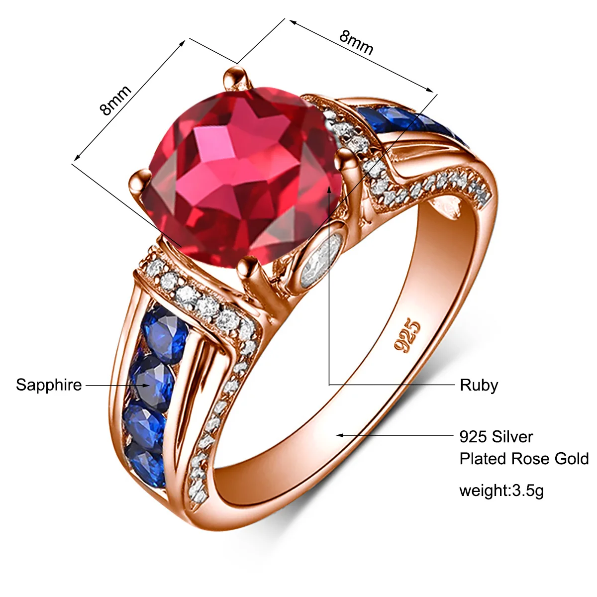 Luxury Sapphire Cocktail Ring Silver 925 Blue Topaz Birthstone/Rainbow Gemstone Anniversary Valentine's Day Party Gift for Her