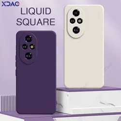 Original Square Liquid Silicone Case for Honor 200 Pro 200Pro 5G 360 Soft Protective Shockproof Phone Cover Honor200 Luxury Bags
