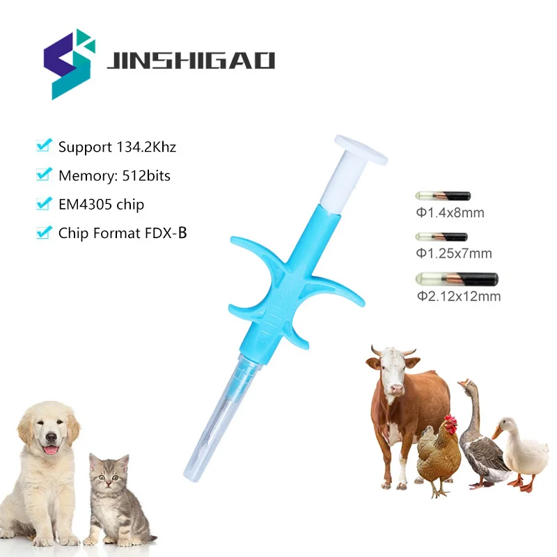 20pcs 134.2KHz Pet Glass Tag Animal Injectable Microchip Syringe FDX B ISO11784/85 ICAR Animal Syringe for Cat Dog