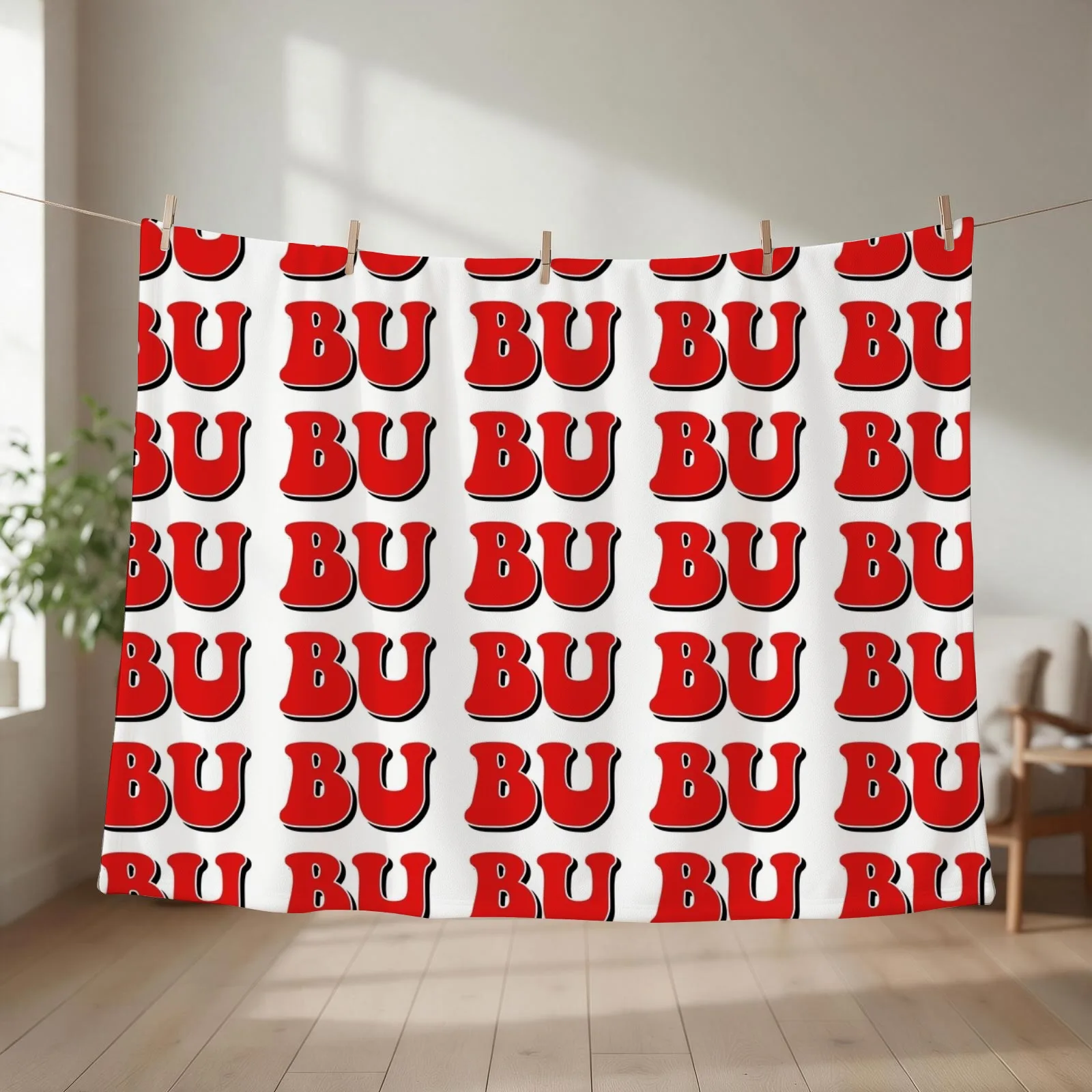 BU Boston University Throw Blanket couch cozy soft plush fuzzy picnic outdoor blanket