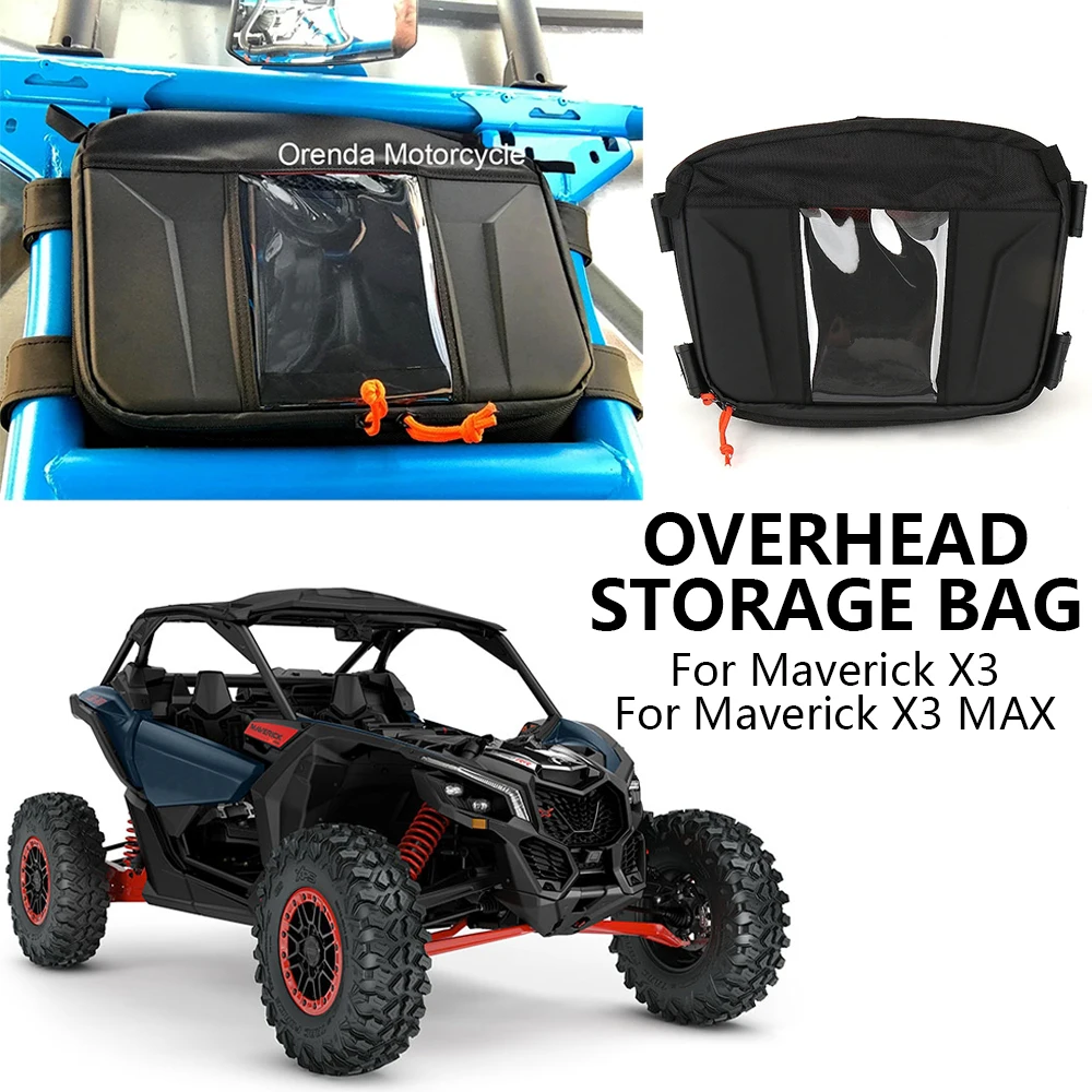 Pour Can-Am Maverick X3 Maverick X3 MAX Nouveaux accessoires moto UTV Sac de toit central Organisateur d'outils et de cartes pour toit de véhicule Noir Kits