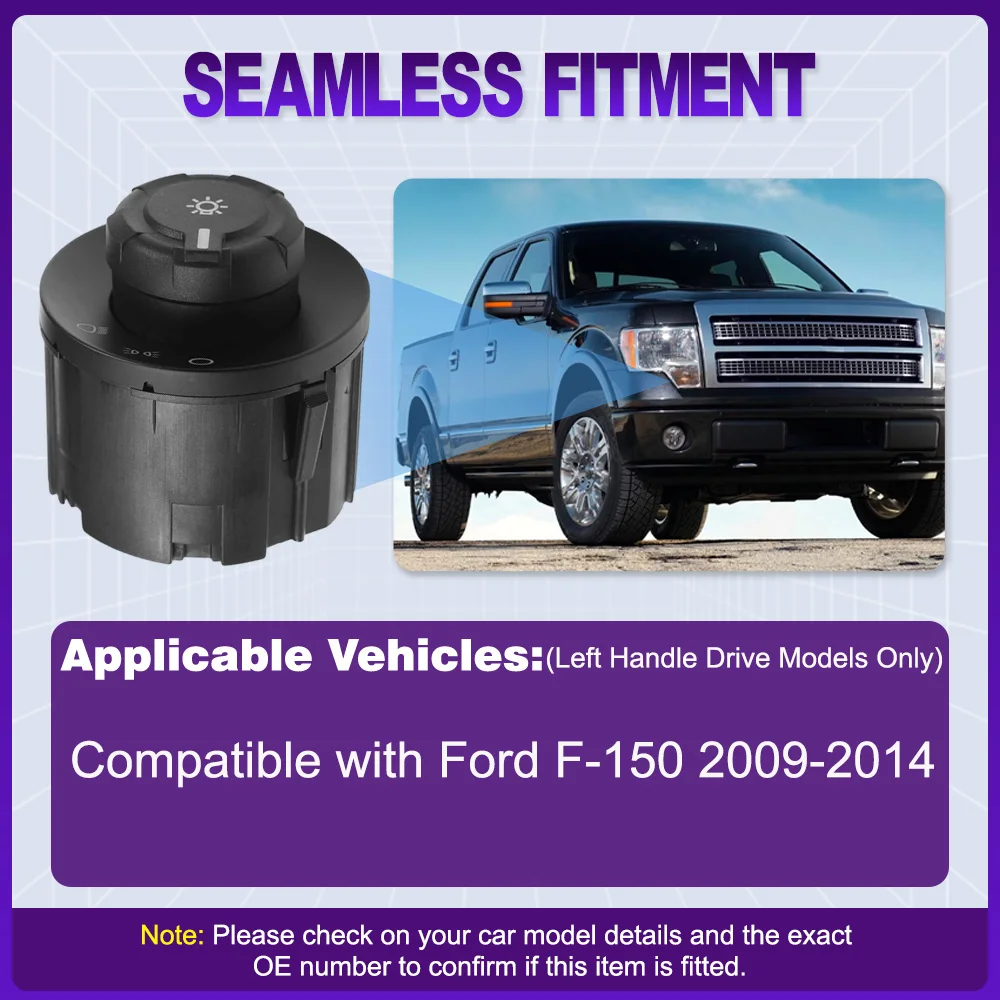 

Headlight Control Switch With Width Indicator Light for Ford F-150 2009 2010 2011 2012 2013 2014 9L3Z11654AA