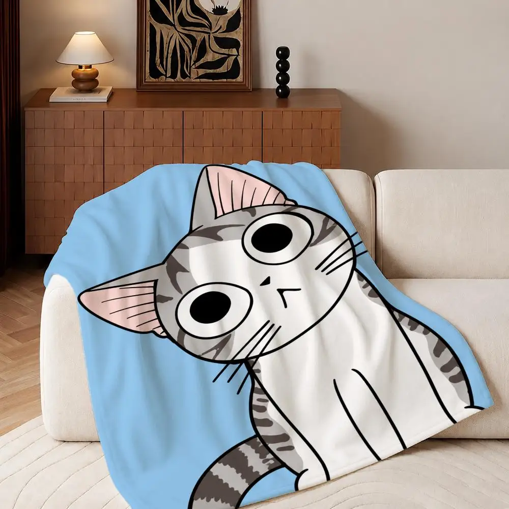 Anime Chi's Sweet Home Throw Plush Flannel Throw Blanket, Sofa Bed Travel Picnic Home Textile Decor