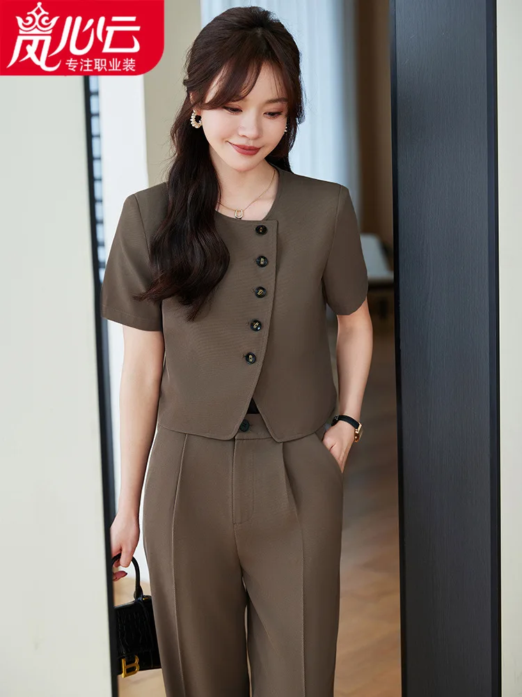 2024New Business Suit Tailored Suit Formal Clothes Women's Suit Overalls Dignified Goddess Fan High-End Small Short