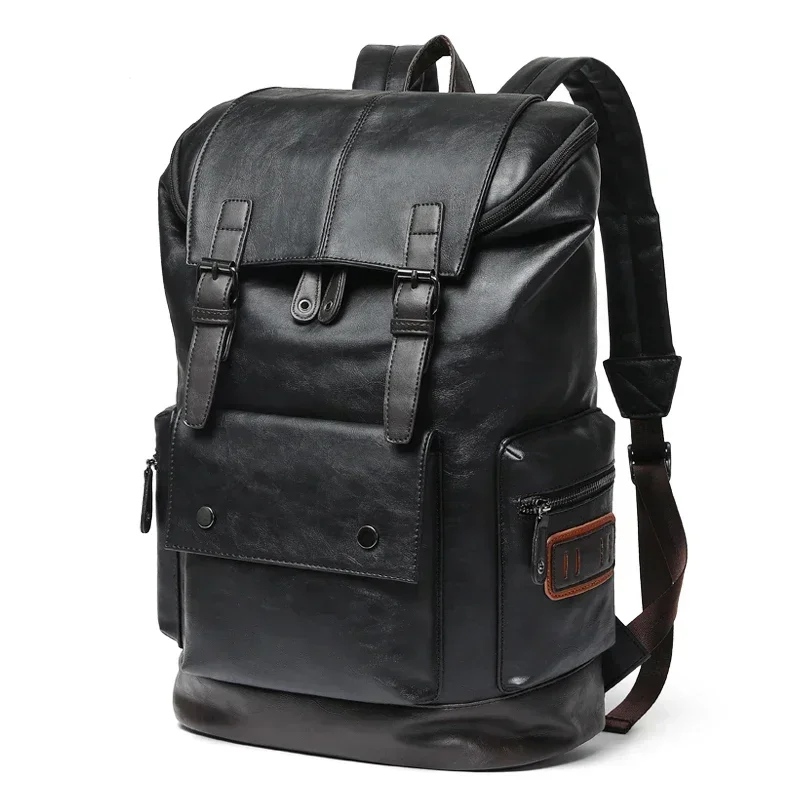 Sac à dos en cuir PU pour homme, grand sac à dos antivol pour homme, sac de voyage pour ordinateur portable, sac à dos noir pour garçon, grande école, sac lancé d'affaires