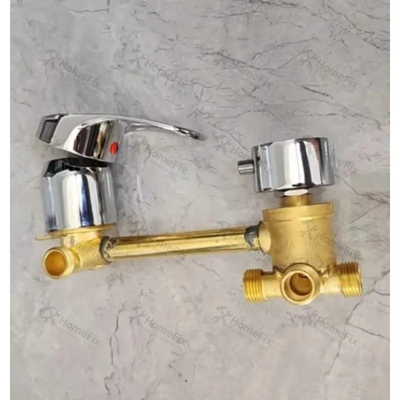 3 Way Brass Shower Mixing Valve, Wall Mount Bathroom Water Mixer Faucet Thread Hole Center Distance 10-12.5cm