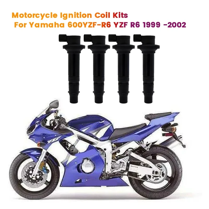 Kits de bobina de encendido para motocicleta, modelos F6T549, 5EB-82310-00-00, Yamaha 600YZF-R6, YZF R6, 1999-2002, 129700-4400, 5EB8231000, 4 unidades