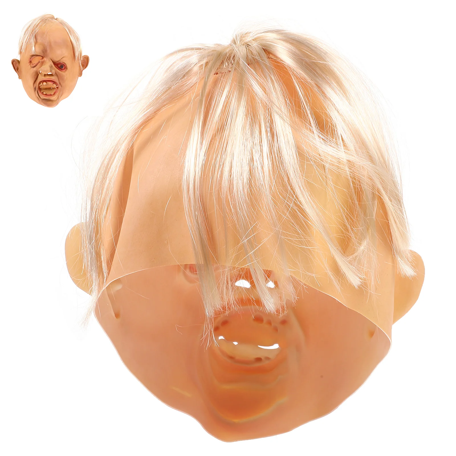 

Masquerade Mask Halloween Squint Full Cover Party Beige Costume Head Horror Man Child