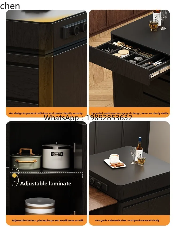 

Sideboard Single Cabinet Home Use Rock Slab Sideboard Movable Freestanding Narrow Island Table