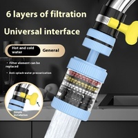 6 Layers Tap Purifier Universal Faucet Tap Filter Splashproof 360 Degree Rotation Water Saving Bubbler for Home Kitchen Bathroom