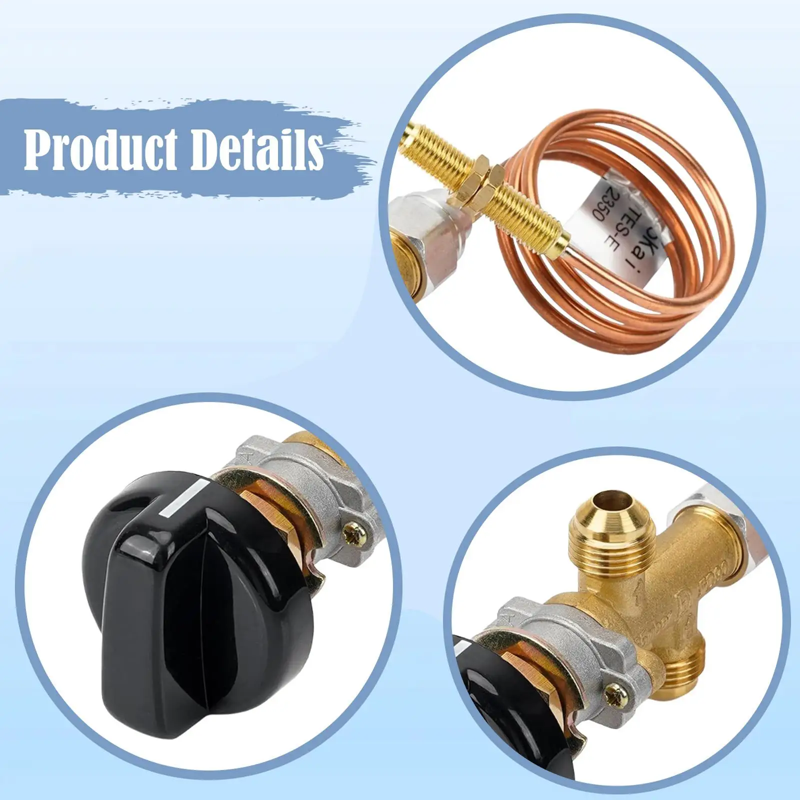 Low Pressure Propane Fireplace Control Valve Kit with Knob Switch and Thermocouple for Gas Grill Outdoor BBQ Repair