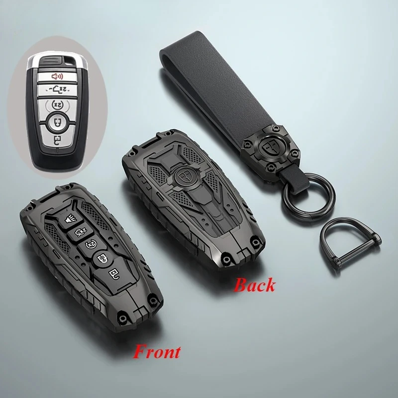 

Alloy Car Key Case Cover Keychain Holder Fob Protector for Ford Mondeo Lincoln Aviator Navigator F150 Raptor Focus Keyring Bag