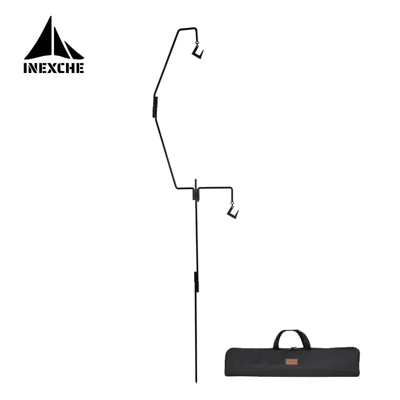 Outdoor Light Stand Hook Folding Durable Iron Frame Lamp Holder Portable Lantern Hanger for Picnic Hiking Camping Equipment