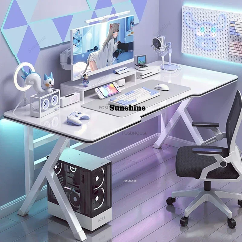 YNordic Manmade Board Computer Desk Office Furniture Bedroom Gaming Desk Simple Personality Household White Gamer Pc Table Z V