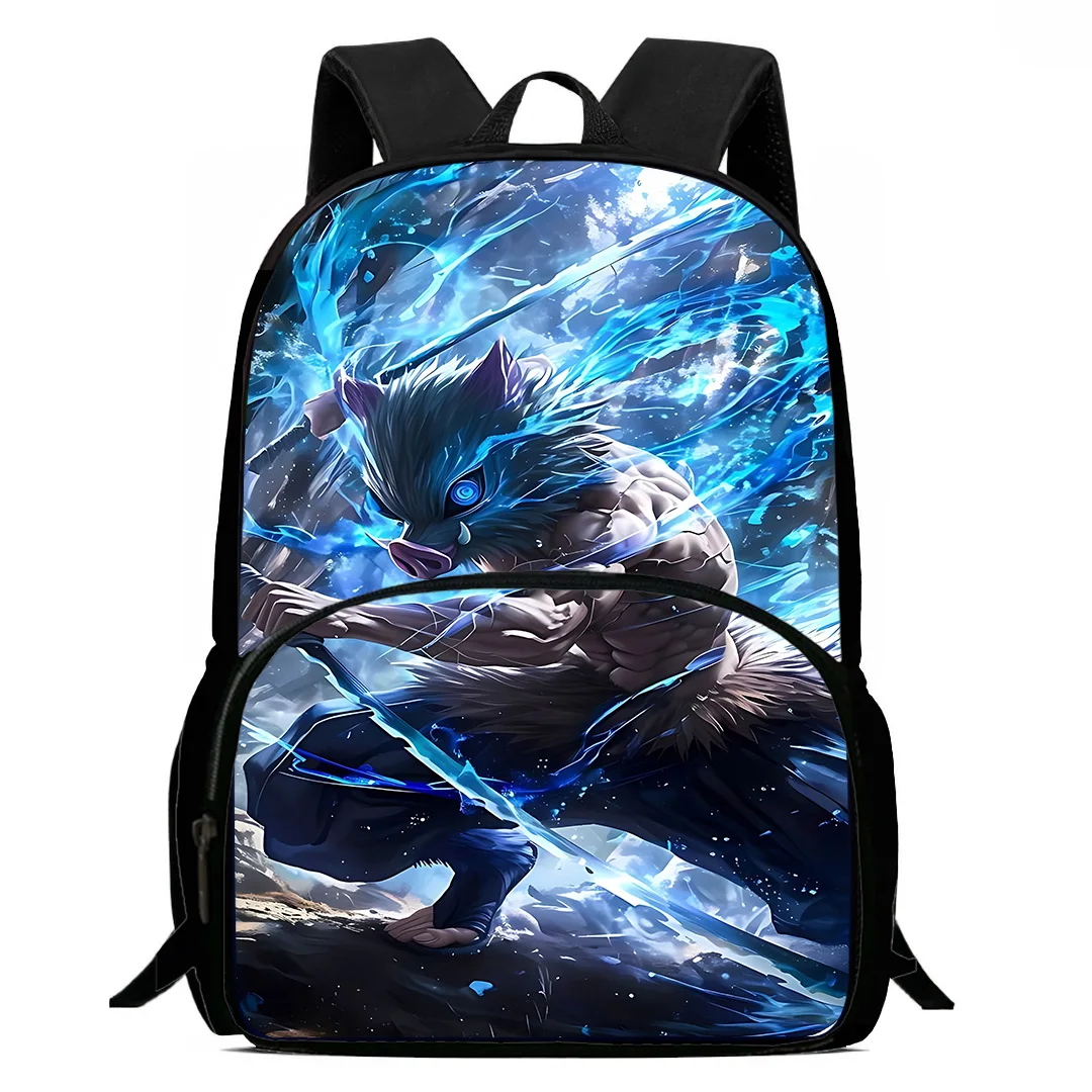 Demon Slayer Hashibira Inosuke Kids Backpacks Boy Girls Student Birthday Gift Child School Bag Capacity Camping Durable Rucksack